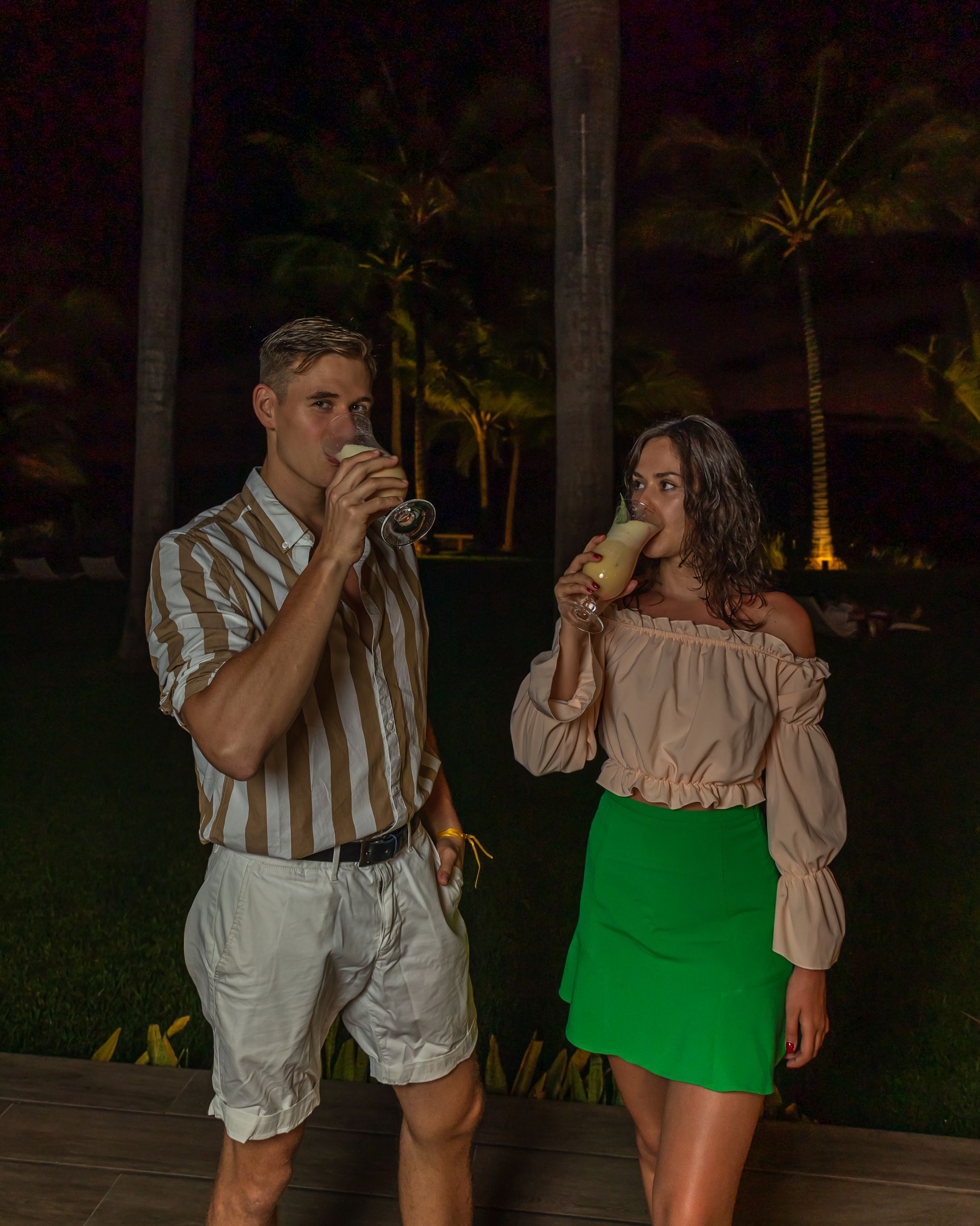 Bar setup with tropical spirits