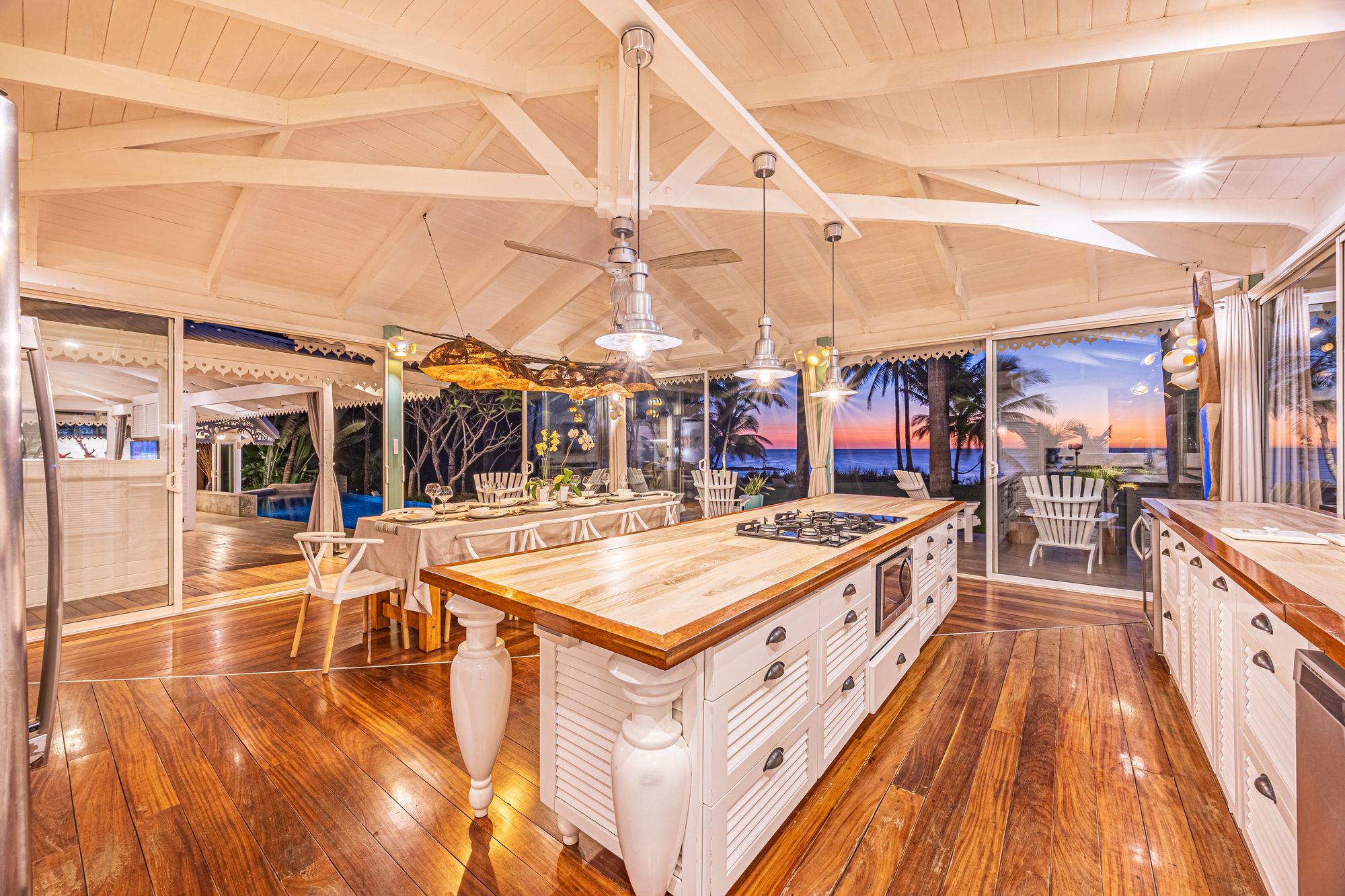 Gourmet kitchen with sunset views
