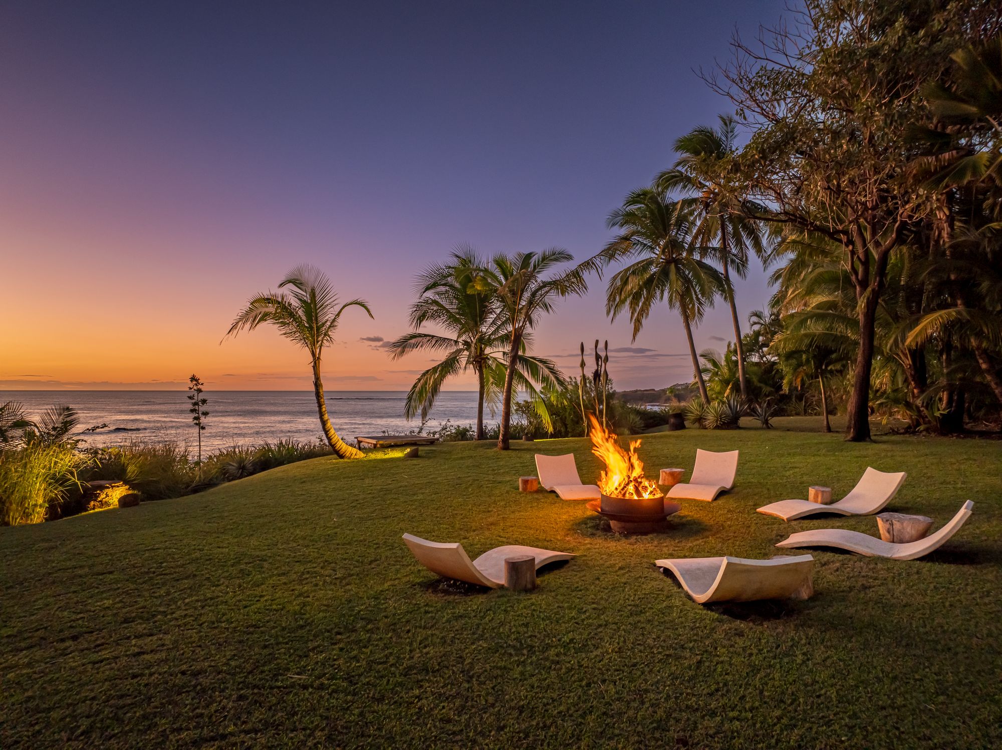 Fireplace with ocean view